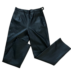 Clio Vintage 1980s Black Leather Pants High Waisted Lined Womens Size 10